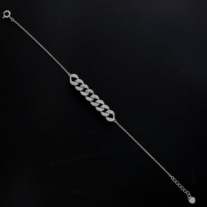 Sterling Silver 925 Sparkling Curb Link Bracelet - FKJBRLSL10600