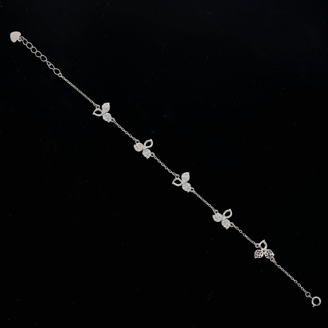 Sterling Silver 925 Floral Leaf Bracelet - FKJBRLSL10605