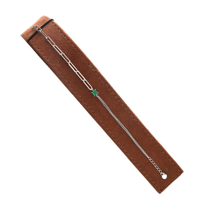 Sterling Silver 925 Green Accent Bracelet - FKJBRLSL10607