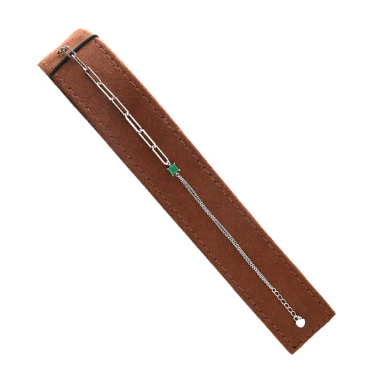 Sterling Silver 925 Green Accent Bracelet - FKJBRLSL10607