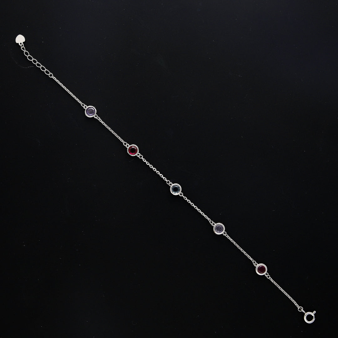 Sterling Silver 925 Bezel Gem Bracelet - FKJBRLSL10610