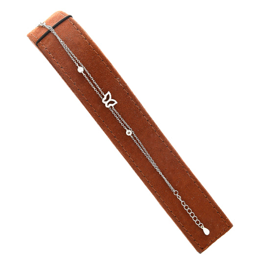 Sterling Silver 925 Sparkling Butterfly Bracelet - FKJBRLSL10616