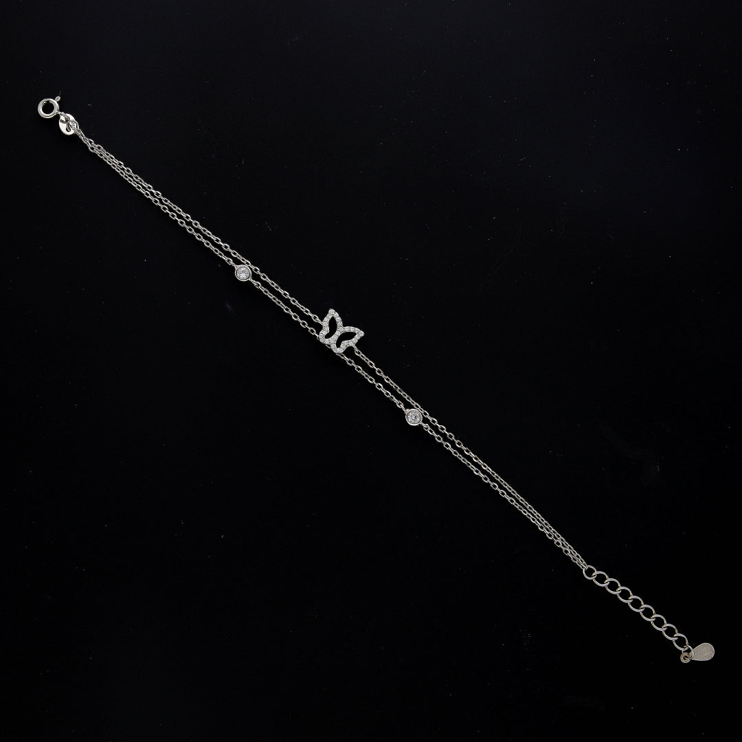 Sterling Silver 925 Sparkling Butterfly Bracelet - FKJBRLSL10616