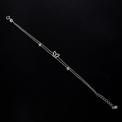 Sterling Silver 925 Sparkling Butterfly Bracelet - FKJBRLSL10616
