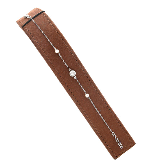 Sterling Silver 925 Solitaire Crystal Bracelet - FKJBRLSL10617