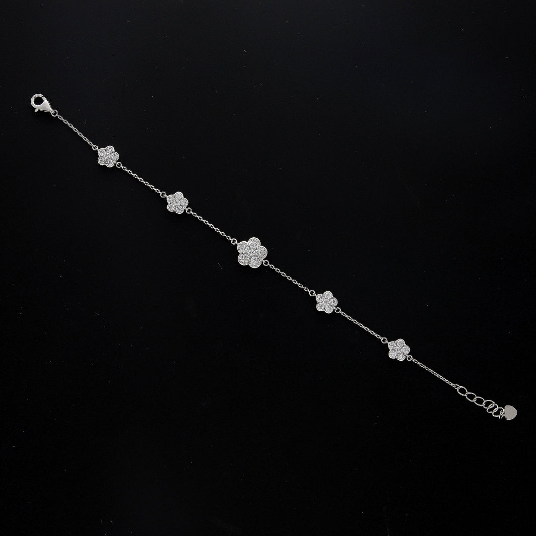 Sterling Silver 925 Sparkling Daisy Bracelet - FKJBRLSL10620