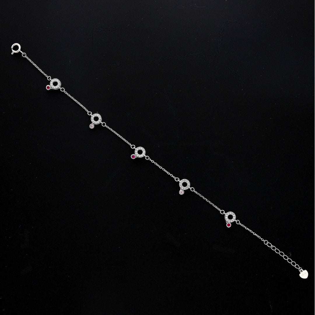 Sterling Silver 925 Dainty Circle Bracelet - FKJBRLSL10623
