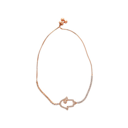 Sterling Silver 925 Adjustable Hamsa Bracelet - FKJBRLSL10625