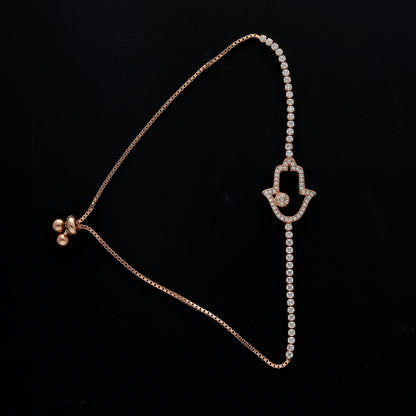 Sterling Silver 925 Adjustable Hamsa Bracelet - FKJBRLSL10625