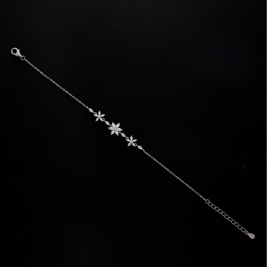 Sterling Silver 925 Floral Chain Bracelet - FKJBRLSL10634