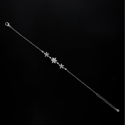 Sterling Silver 925 Floral Chain Bracelet - FKJBRLSL10634
