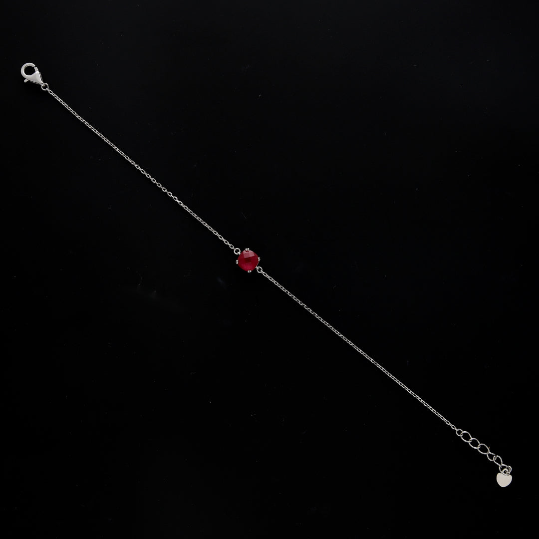 Sterling Silver 925 Ruby Gem Bracelet - FKJBRLSL10635