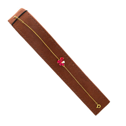 Sterling Silver 925 Red Floral Bracelet - FKJBRLSL10637