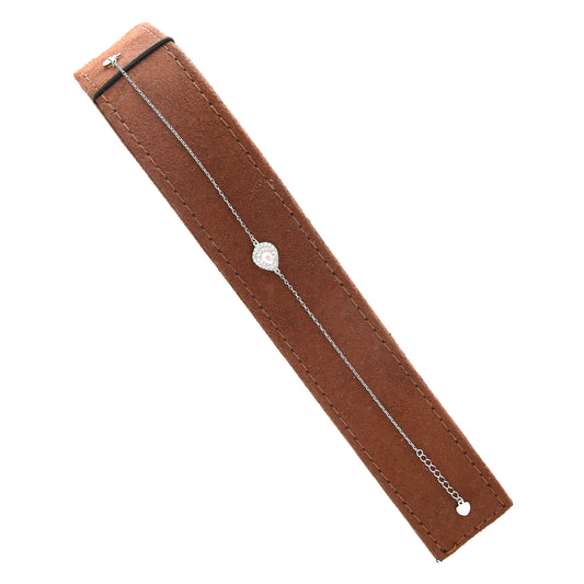 Sterling Silver 925 Pink Halo Charm Bracelet - FKJBRLSL10639