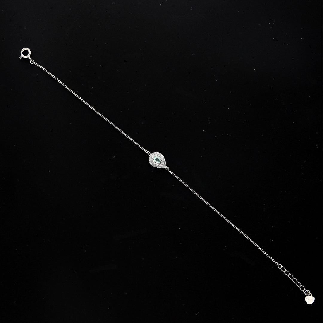 Sterling Silver 925 Crystal Teardrop Bracelet - FKJBRLSL10642