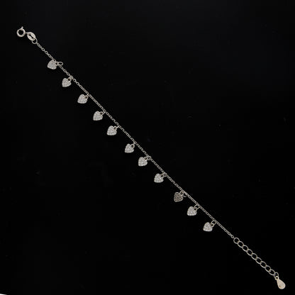 Sterling Silver 925 Diamond Hearts Bracelet - FKJBRLSL10643