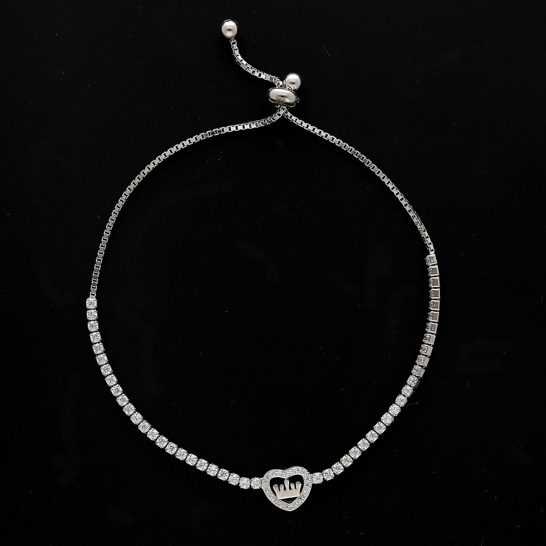 Sterling Silver 925 Tennis Crown Bracelet - FKJBRLSL10645