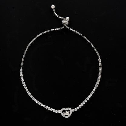 Sterling Silver 925 Tennis Crown Bracelet - FKJBRLSL10645