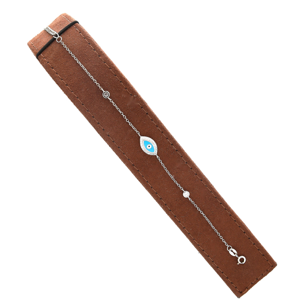 Sterling Silver 925 Dainty Evil Eye Bracelet - FKJBRLSL10647