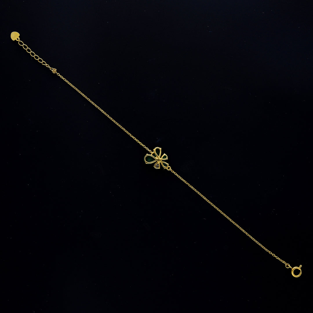 Sterling Silver 925 Green Floral Bracelet - FKJBRLSL10649