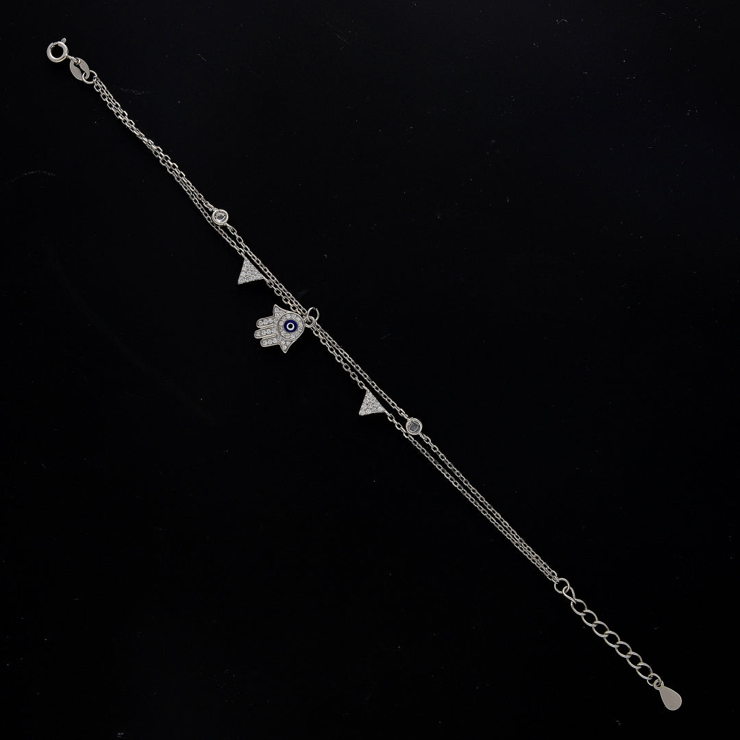 Sterling Silver 925 Chic Hamsa Hand Bracelet - FKJBRLSL10659