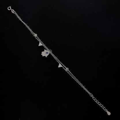 Sterling Silver 925 Chic Hamsa Hand Bracelet - FKJBRLSL10659