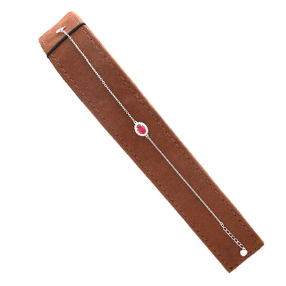 Sterling Silver 925 Oval Ruby Bracelet - FKJBRLSL10667