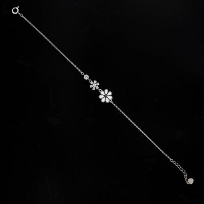 Sterling Silver 925 Floral Link Bracelet - FKJBRLSL10668