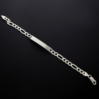 Sterling Silver 925 Figaro Plate Bracelet - FKJBRLSL10679
