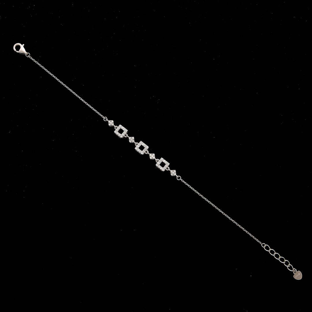 Sterling Silver 925 Square Link Bracelet - FKJBRLSL10681