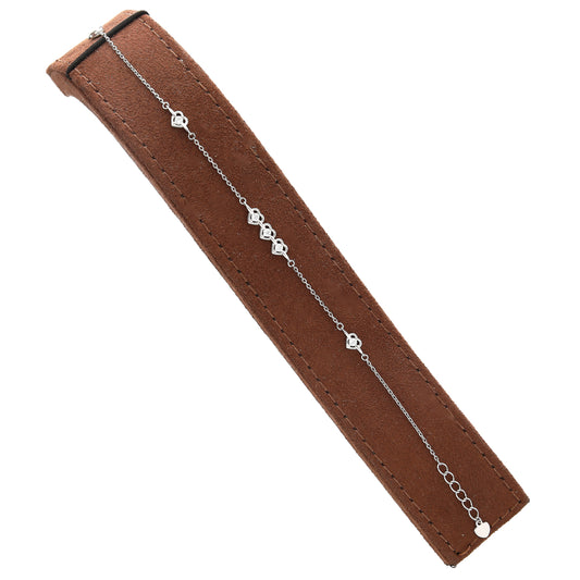 Sterling Silver 925 Heart Link Bracelet - FKJBRLSL10682