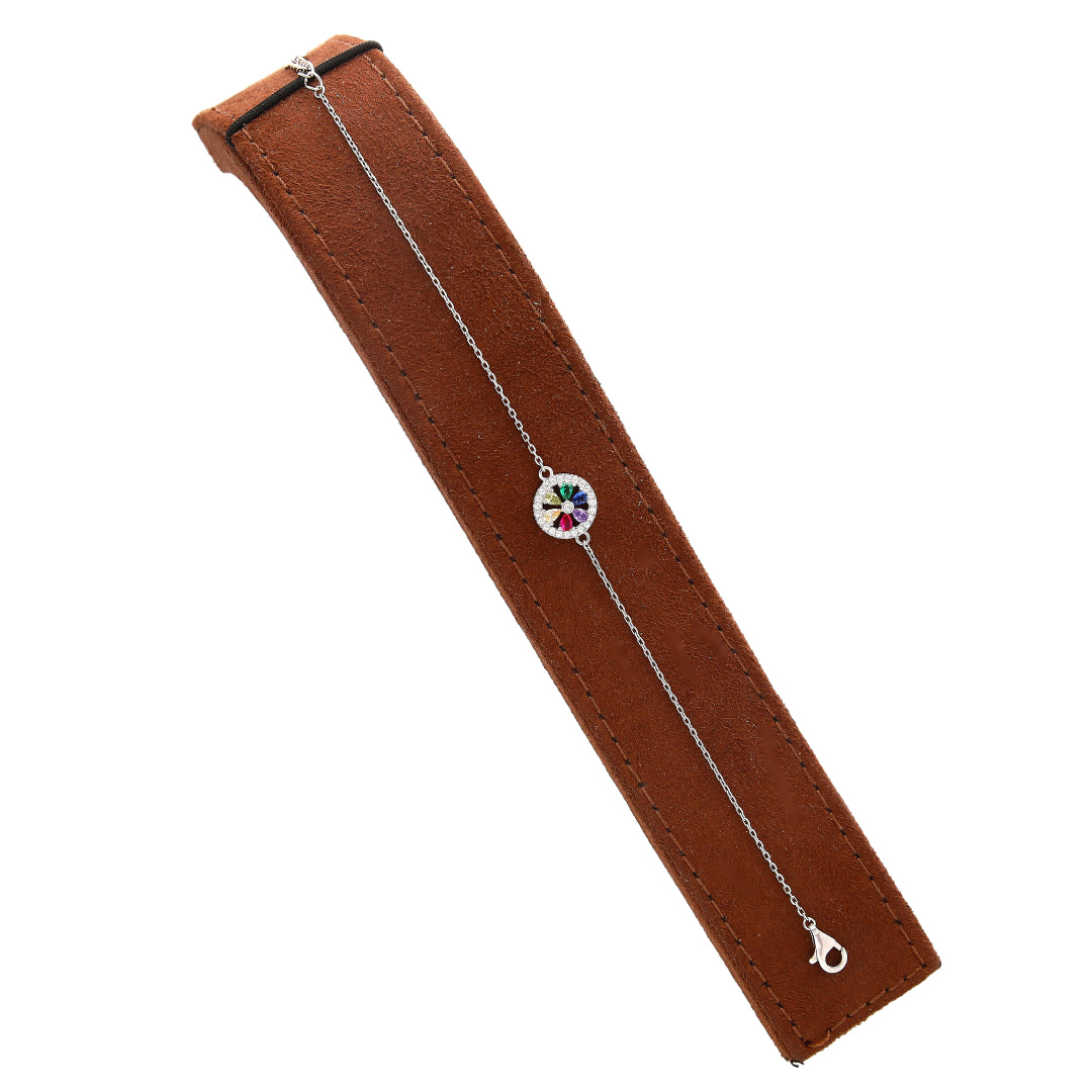 Sterling Silver 925 Rainbow Cluster Bracelet - FKJBRLSL10690