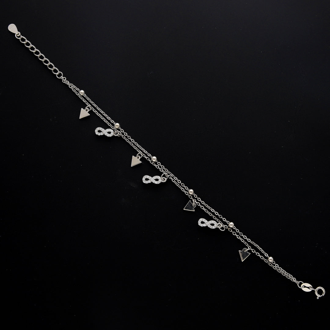 Sterling Silver 925 Geometric Charms Bracelet - FKJBRLSL10693