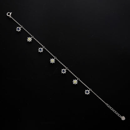 Sterling Silver 925 Starburst Charm Bracelet - FKJBRLSL10697