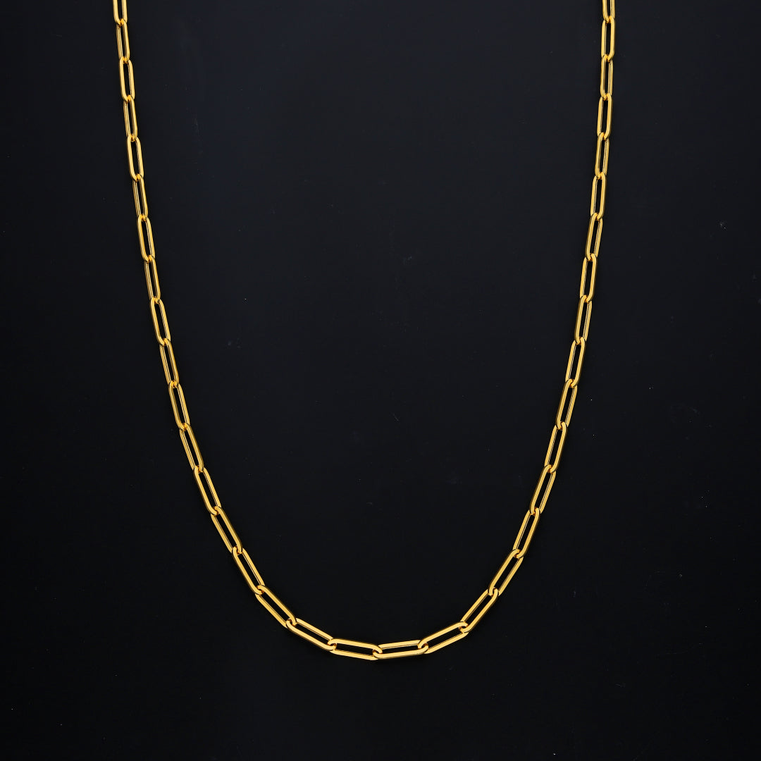 Gold Elegant Paperclip Link Chain 21KT - FKJCN21KM10400
