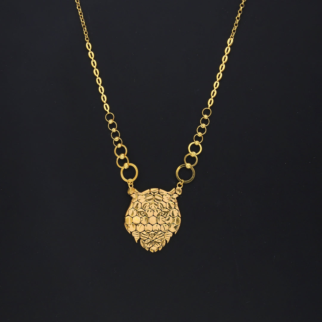 Gold Bold Tiger Head Link Chain 21KT - FKJCN21KM10403
