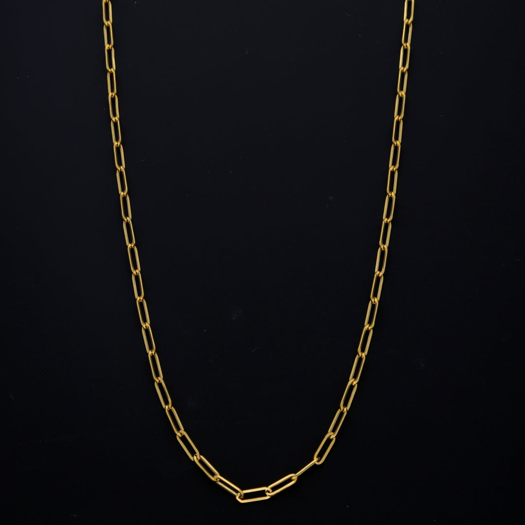 Gold Delicate Paperclip Link Chain 21KT - FKJCN21KM10405