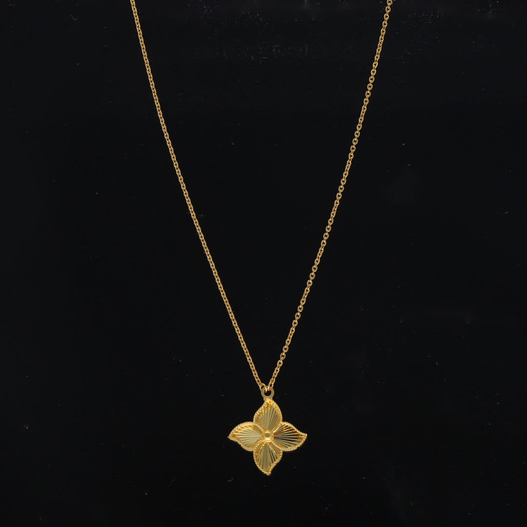 Gold Bloom Motif Necklace 21KT - FKJNKL21KM10923