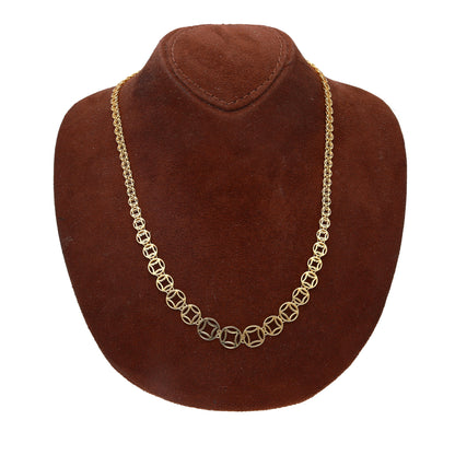 Gold Hollow Circle Chain Set (Chain , Earrings, Ring and Bracelet) 18KT - FKJCNST18K10413