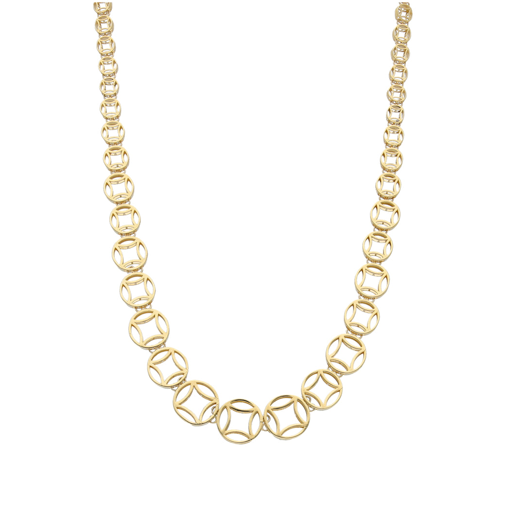 Gold Hollow Circle Chain Set (Chain , Earrings, Ring and Bracelet) 18KT - FKJCNST18K10413