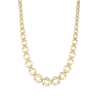 Gold Hollow Circle Chain Set (Chain , Earrings, Ring and Bracelet) 18KT - FKJCNST18K10413