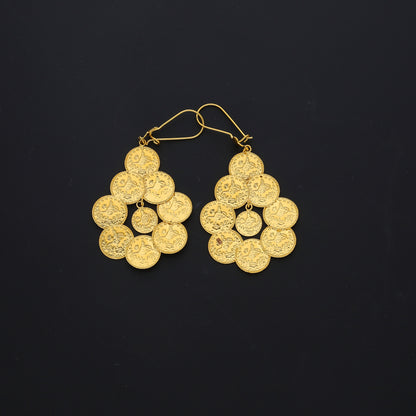 Gold Lira Drop Link Earrings 21KT - FKJERN21KM10526