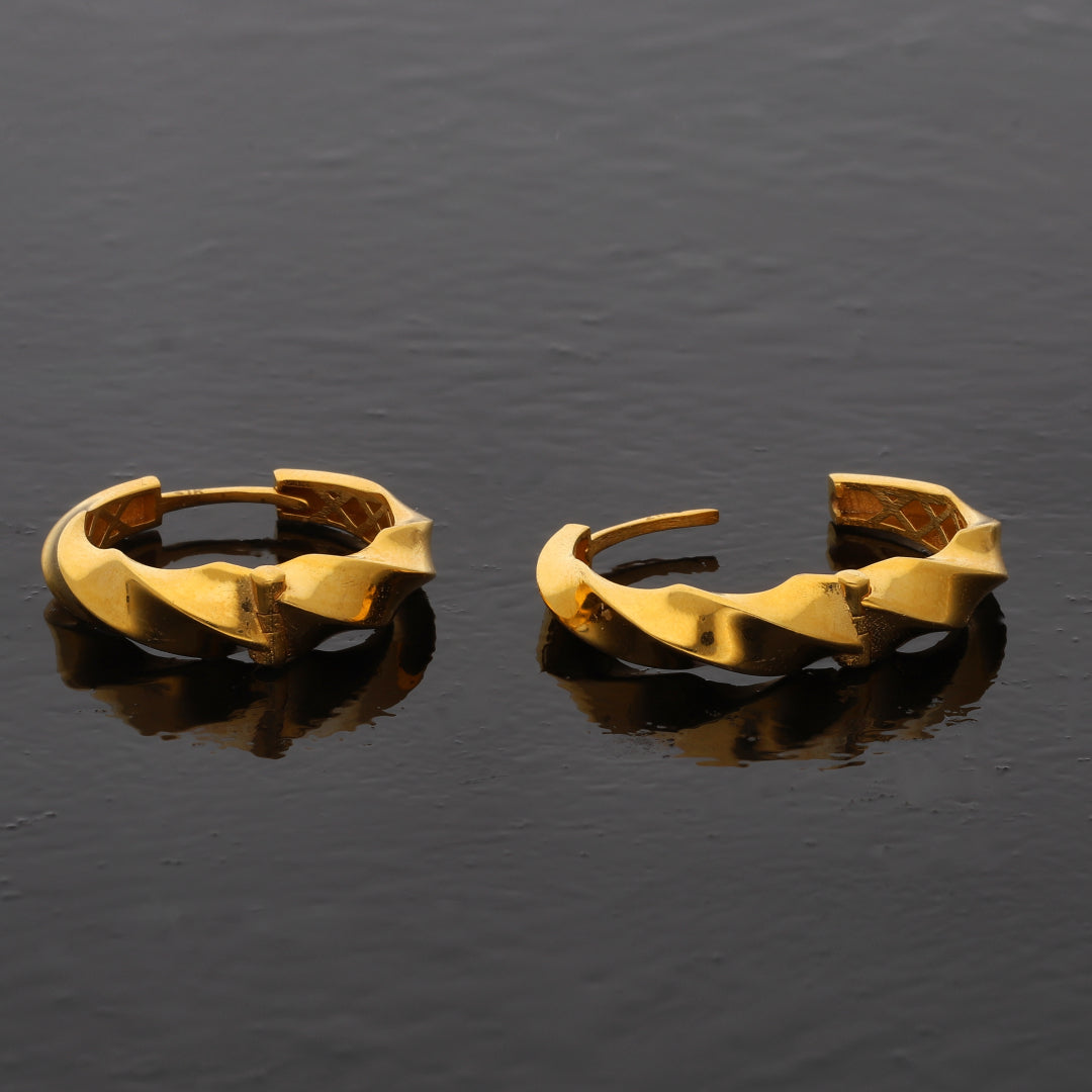 Gold Twirl Hoop Earrings 21KT - FKJERN21KM10852