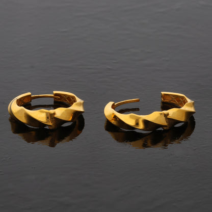 Gold Twirl Hoop Earrings 21KT - FKJERN21KM10852