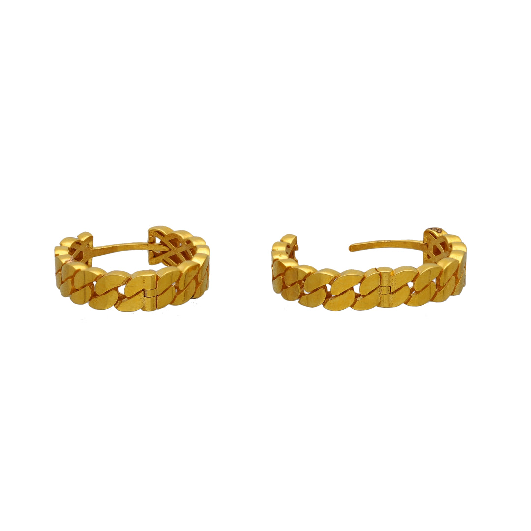 Gold Cuban Link Hoop Earrings 21KT - FKJERN21KM10853