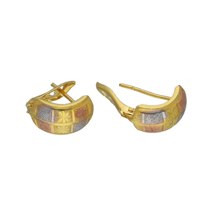 Gold Tri-Color Hoop Earrings 21KT - FKJERN21KM10855