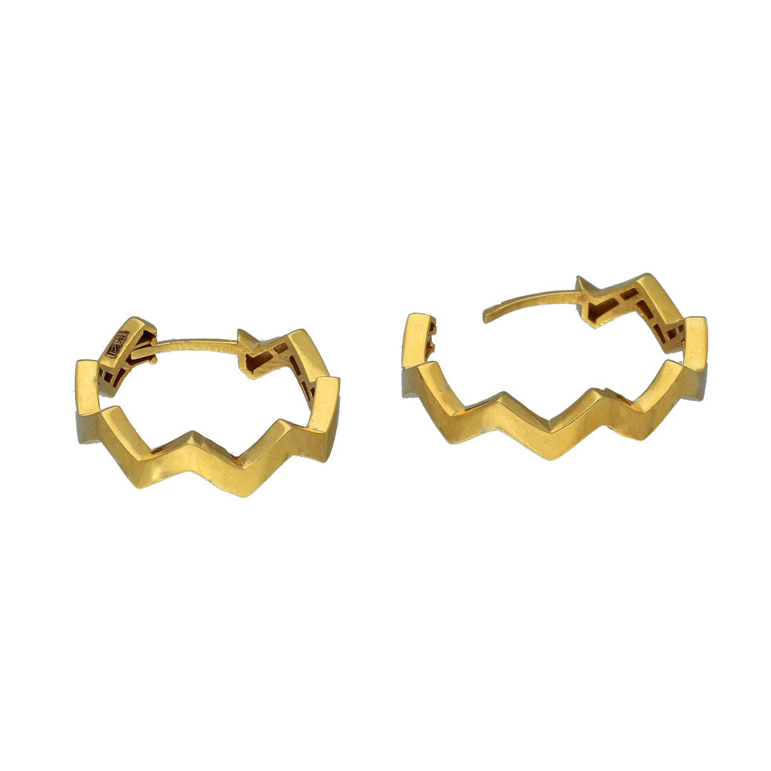 Gold Zigzag Hoop Earrings 21KT - FKJERN21KM10857