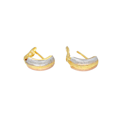Gold Tri-Shade Curved Earrings 21KT - FKJERN21KM10858