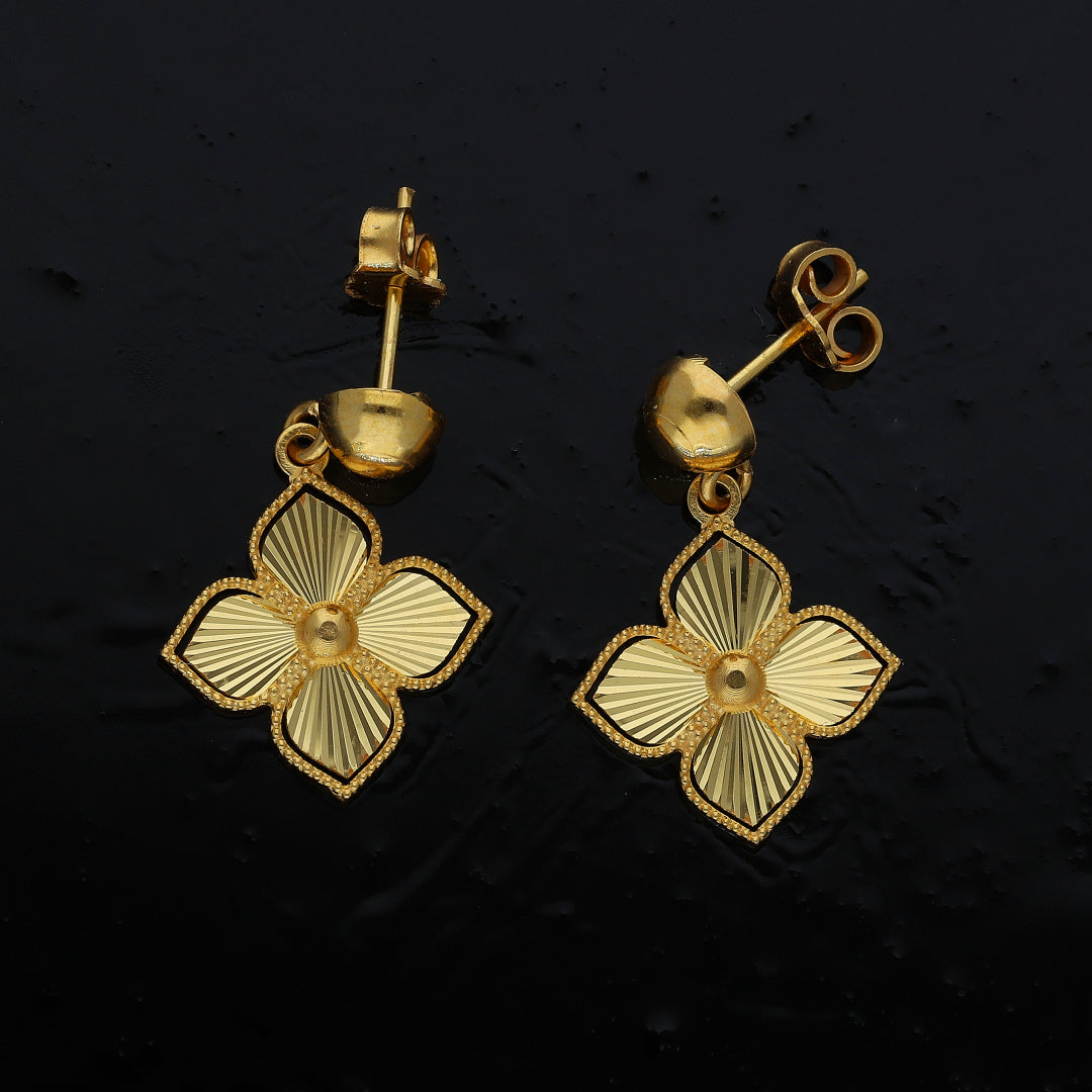 Gold Luxe Petal Dangles Earrings 21KT - FKJERN21KM10859