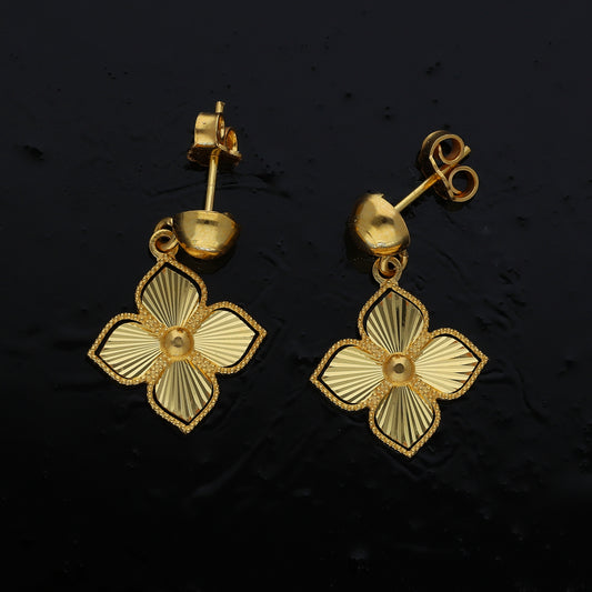 Gold Luxe Petal Dangles Earrings 21KT - FKJERN21KM10859